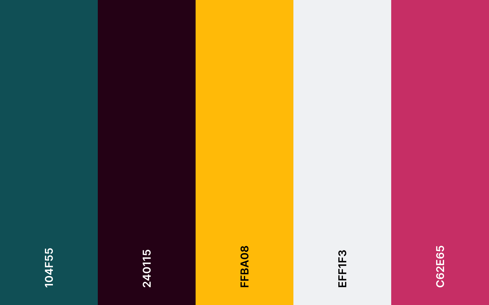 Turkoosi, ruskea, keltainen, harmahtava valkoinen ja pinkki väriraita rinnakkain.